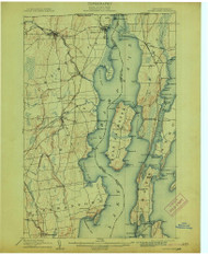 Rouses Point, New York 1907 (1913) USGS Old Topo Map Reprint 15x15 VT Quad 148372