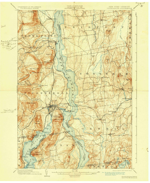 Ticonderoga New York 1902 1930 Usgs Old Topo Map Reprint 15x15 Vt Quad 144329 Old Maps 5675