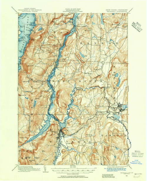 Whitehall New York 1893 1954 Usgs Old Topo Map Reprint 15x15 Vt Quad 140286 Old Maps 5272