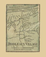 Middlesex Village, Chelmsford Massachusetts 1856 Old Town Map Custom Print - Middlesex Co.