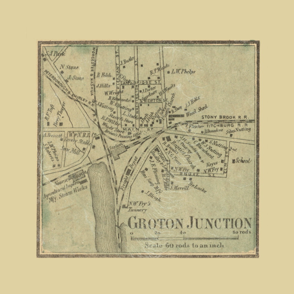 Groton Junction Groton Massachusetts 1856 Old Town Map Custom Print groton-junction-groton-massachusetts-1856-old-town-map-custom-print