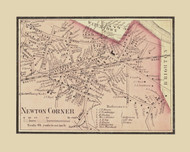 Newton Corner, Newton Massachusetts 1856 Old Town Map Custom Print - Middlesex Co.