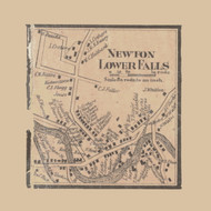 Newton Lower Falls, Newton Massachusetts 1856 Old Town Map Custom Print - Middlesex Co.