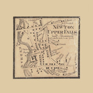 Newton Upper Falls, Newton Massachusetts 1856 Old Town Map Custom Print - Middlesex Co.