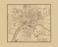 Waltham, Waltham Massachusetts 1856 Old Town Map Custom Print - Middlesex Co.