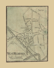 West Medford, Medford Massachusetts 1856 Old Town Map Custom Print - Middlesex Co.