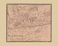 West Newton, Newton Massachusetts 1856 Old Town Map Custom Print - Middlesex Co.