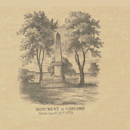 Concord Monument,  Massachusetts 1856 Old Town Map Custom Print - Middlesex Co.