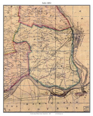 Falls Township (partial), Pennsylvania 1850 Old Town Map Custom Print - Bucks Co.
