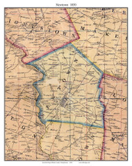 Newtown Township, Pennsylvania 1850 Old Town Map Custom Print - Bucks Co.