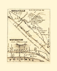 Knoxville and Weaverton Villages   Petersville, Maryland 1858 Old Town Map Custom Print - Frederick Co.