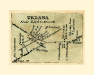 Urbana Village, Maryland 1858 Old Town Map Custom Print - Frederick Co.