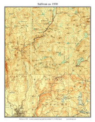 Sullivan 1930 - Custom USGS Old Topo Map - New Hampshire Cheshire Co. Towns