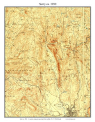 Surry 1930 - Custom USGS Old Topo Map - New Hampshire Cheshire Co. Towns