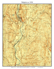 Walpole 1930 - Custom USGS Old Topo Map - New Hampshire Cheshire Co. Towns