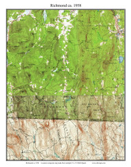 Richmond 1958 - Custom USGS Old Topo Map - New Hampshire Cheshire Co. Towns
