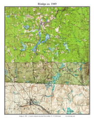 Rindge 1949 - Custom USGS Old Topo Map - New Hampshire Cheshire Co. Towns