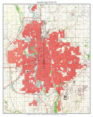 Wichita Closeup 1961 - Custom USGS Old Topo Map - Kansas