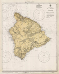 Island of Hawaii 1936 Custom Hawaii Nautical Chart - Hawaiian Islands