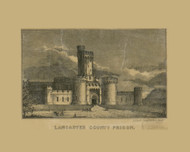 Lancaster County Prison Pennsylvania 1851 Old Town Map Custom Print - Lancaster Co.