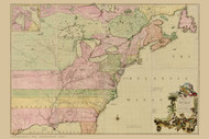 British and French Dominion in North America 1755 Map - Colonial USA Reprint Mitchell - USA Maps
