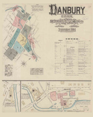 Danbury, Connecticut 1884 - Old Map Connecticut Fire Insurance Index