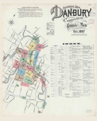 Danbury, Connecticut 1897 - Old Map Connecticut Fire Insurance Index