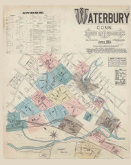 Waterbury, Connecticut 1884 - Old Map Connecticut Fire Insurance Index