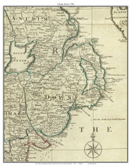 County Down, Ireland 1790 Roque - Old Map Custom Reprint