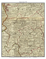 Kings County (County Offaly), Ireland 1790 Roque - Old Map Custom Reprint