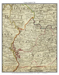 County Longford, Ireland 1790 Roque - Old Map Custom Reprint