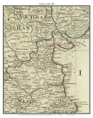 County Louth, Ireland 1790 Roque - Old Map Custom Reprint