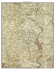 County Rosscommon, Ireland 1790 Roque - Old Map Custom Reprint