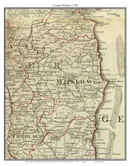 County Wicklow, Ireland 1790 Roque - Old Map Custom Reprint