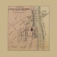 Lehigh Valley Iron Works - North White Hall, Pennsylvania 1865 Old Town Map Custom Print - Lehigh Co.