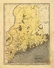 Maine 1836 Huntington - Old State Map Reprint