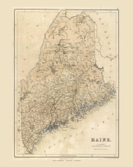 Maine 1856 Bartholomew - Old State Map Reprint