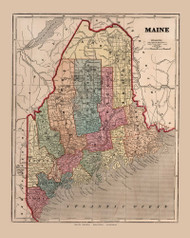 Maine 1856 Morse Towns - Old State Map Reprint