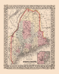 Maine 1868 Mitchell - Old State Map Reprint