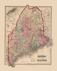 Maine 1873 Gray - Old State Map Reprint