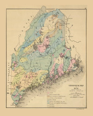 Maine 1885 Geological - Old State Map Reprint