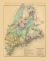 Maine 1894 Geological - Old State Map Reprint