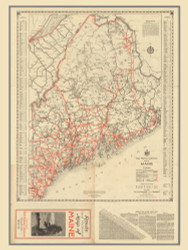 Maine 1934 Highway - Old State Map Reprint