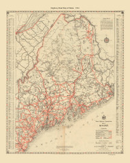 Maine 1934 Highway (Map Only) - Old State Map Reprint
