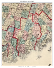 Lincoln County, Maine 1862 - Old Map Custom Reprint - Counties Other