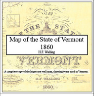 Map of the State of Vermont 1860, CDROM Old Map