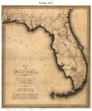 Florida 1823 Vignoles - Old State Map Reprint