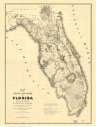 Florida 1839 Zachary Taylor - Old State Map Reprint