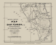 Florida 1840 East Florida - Old State Map Reprint
