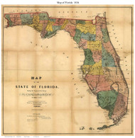 Florida 1856 Drew - Old State Map Reprint